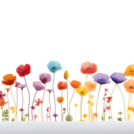 Colorful poppies on a white background. Vector illustration.の素材