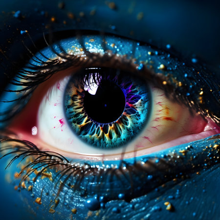 Macro shot of beautiful female eye with iris. Vision conceptの素材