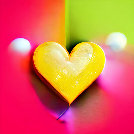 Colorful heart-shaped balloon on a multicolored background. valentineの素材