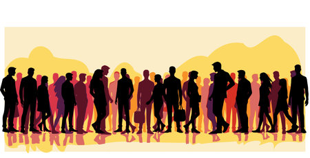 Silhouette of a group of business people. Vector eps illustration