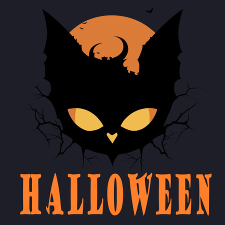 Halloween background with catlike eyes and moon. Vector illustration. EPS10のイラスト素材