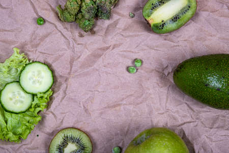 Set of fresh vegetables and place for text