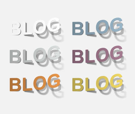 the word blog in the form of a stickerのイラスト素材