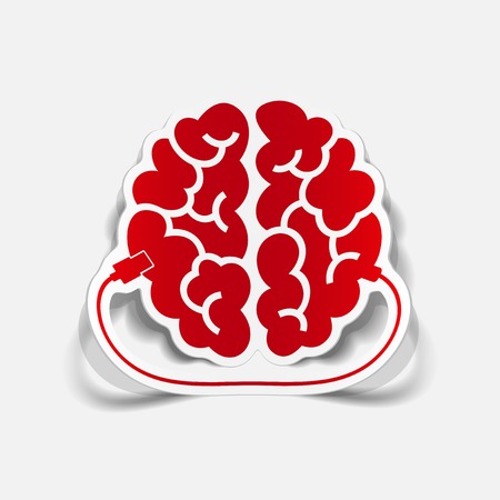 realistic design element: brain-usb, plug. Vector Illustrationのイラスト素材