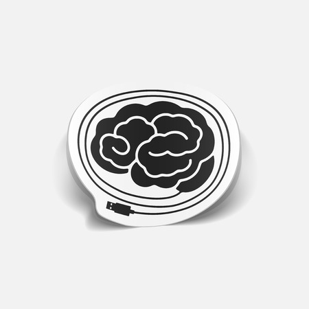 realistic design element: brain-usb, plug. Vector Illustrationのイラスト素材