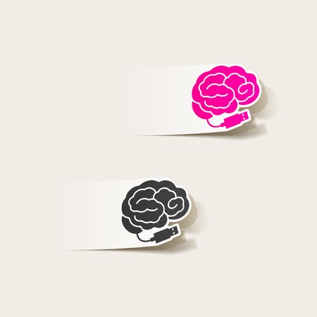 realistic design element: brain-usb, plug. Vector Illustrationのイラスト素材