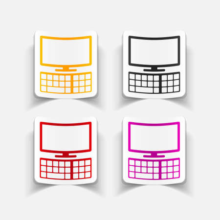 realistic design element: monitor, keyboardのイラスト素材