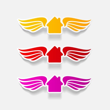 realistic design element: house, building, wingのイラスト素材