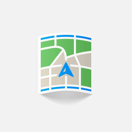 realistic design element: map, pointer, navigatorのイラスト素材