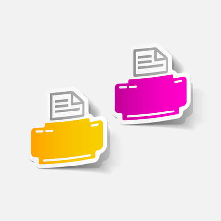 realistic design element: printer, officeのイラスト素材
