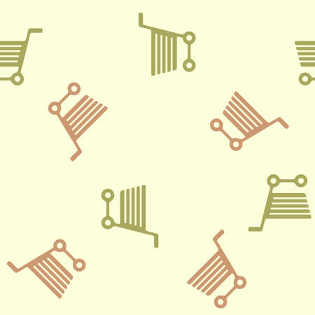 seamless background: shopping, trolleyのイラスト素材