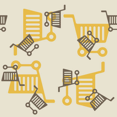 seamless background: shopping, trolleyのイラスト素材