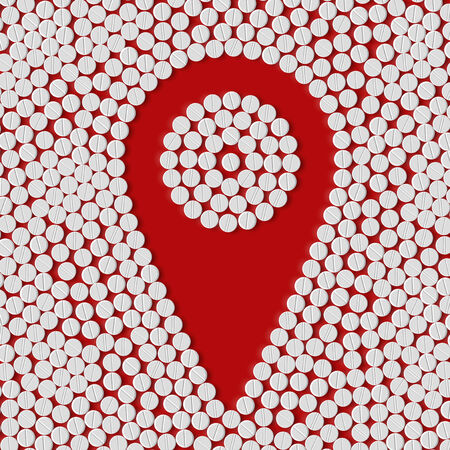 pills concept: map, pointer, navigator, gpsのイラスト素材