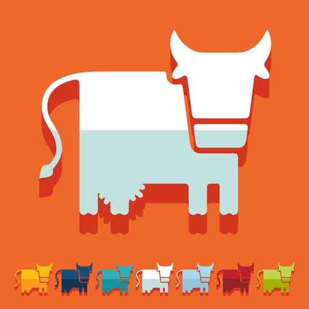 Flat design, cow, livestock, farmのイラスト素材