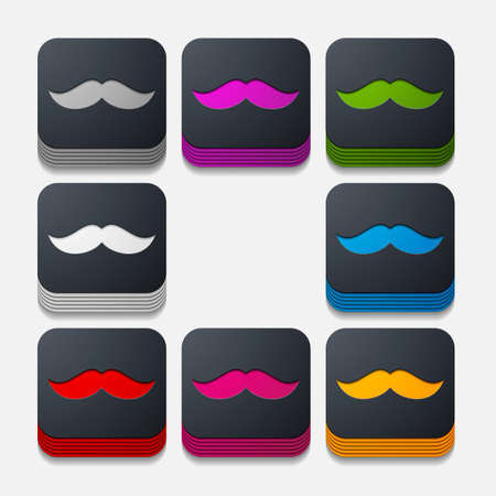 square button: mustacheのイラスト素材