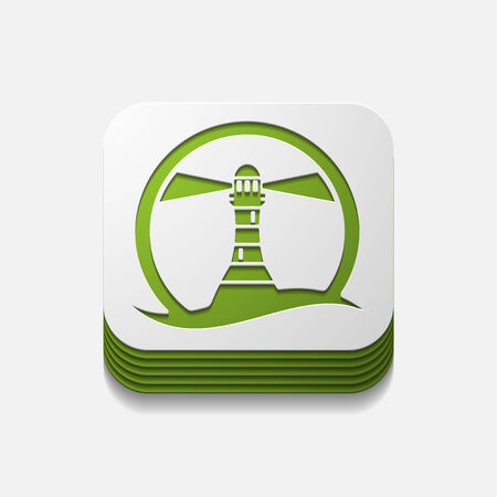 square button: lighthouseのイラスト素材