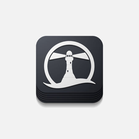 square button: lighthouseのイラスト素材