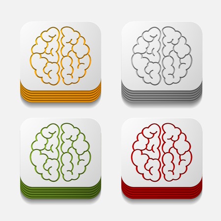 square button: brainのイラスト素材