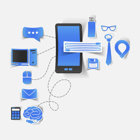 Set of sticker design. High-tech business conceptのイラスト素材