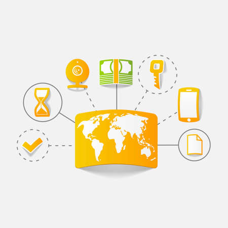 Set of sticker design. Global high-tech business conceptのイラスト素材