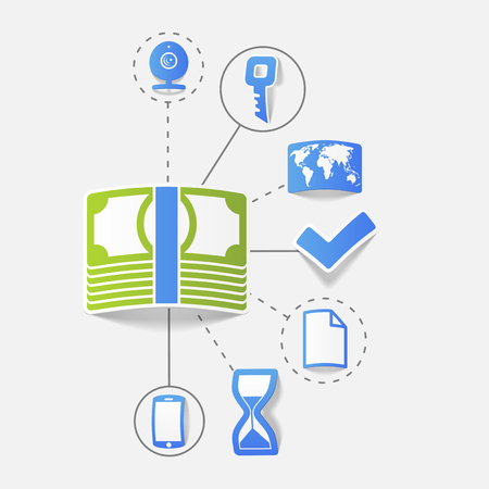 Set of sticker design. High-tech communication conceptのイラスト素材