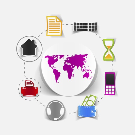 Set of sticker design. Global high-tech conceptのイラスト素材