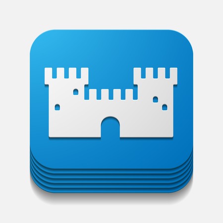 square button: fortressのイラスト素材