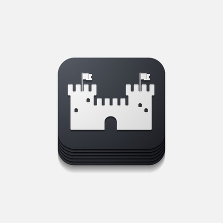 square button: fortressのイラスト素材