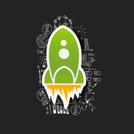 Drawing business formulas: rocketのイラスト素材