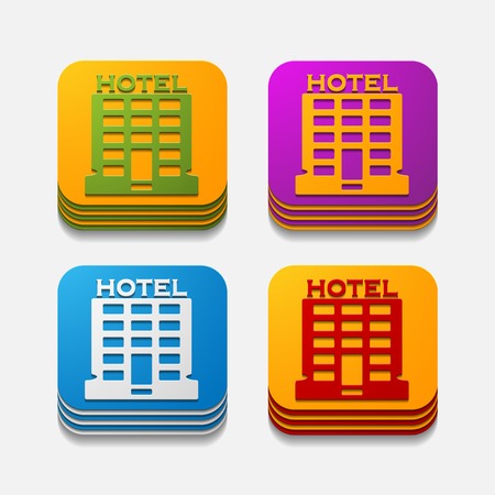 square button: hotelのイラスト素材
