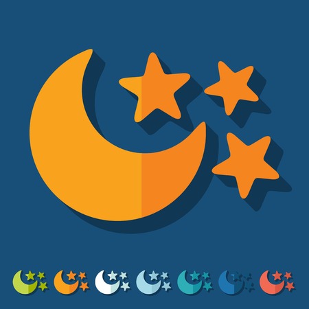 Flat design  full moonのイラスト素材