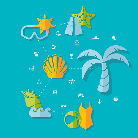 Set of summer tourism iconsのイラスト素材