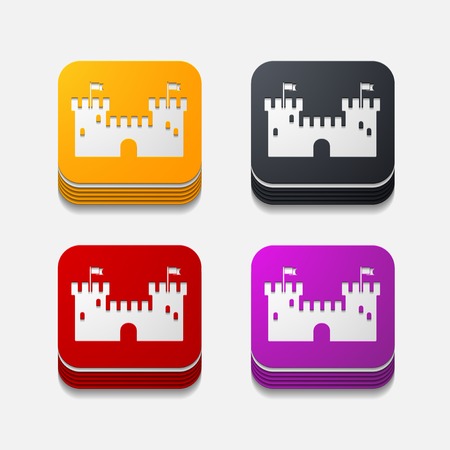 square button: fortressのイラスト素材