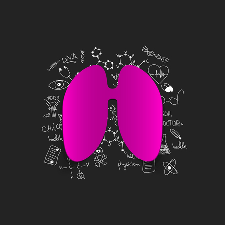 Drawing medical formulas: lungのイラスト素材
