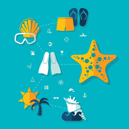 Set of summer tourism iconsのイラスト素材