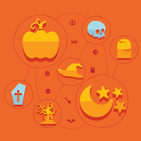 Halloween flat infographicのイラスト素材