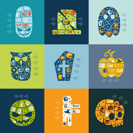 Halloween flat infographicsのイラスト素材
