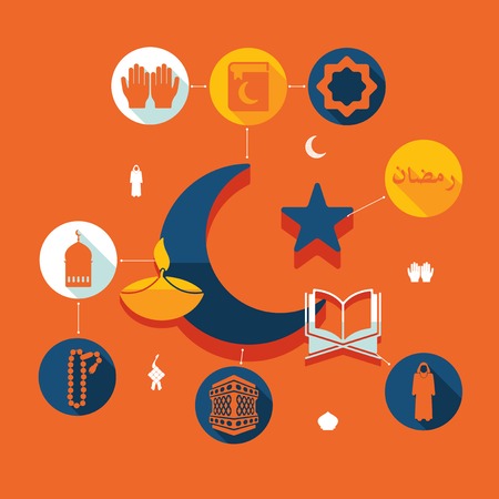 flat infographic: Ramadan Kareemのイラスト素材