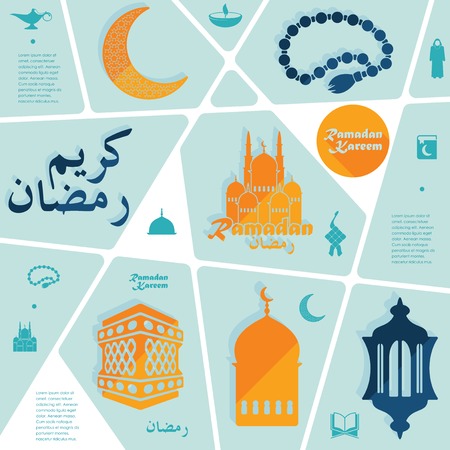 flat infographic: Ramadan Kareemのイラスト素材