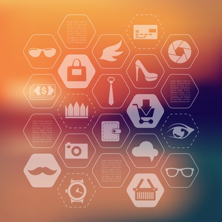 fashion infographic with unfocused backgroundのイラスト素材
