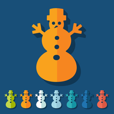 Flat design: christmas snowmanのイラスト素材