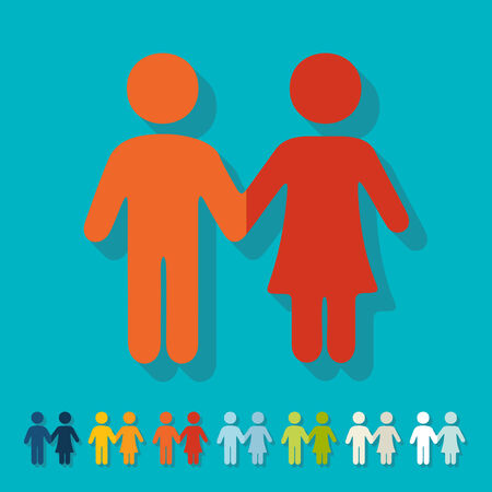 Flat design: couple in loveのイラスト素材