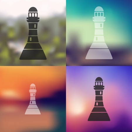 lighthouse icon on blurred backgroundのイラスト素材