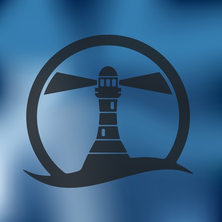 lighthouse icon on blurred backgroundのイラスト素材