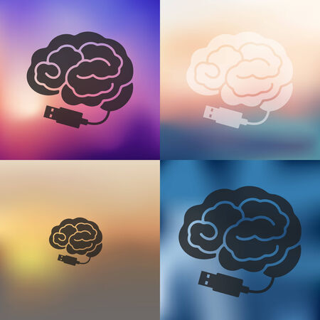 brain icon on blurred backgroundのイラスト素材
