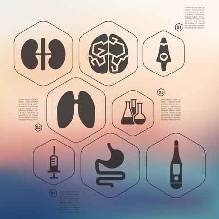 medicine infographic with unfocused backgroundのイラスト素材