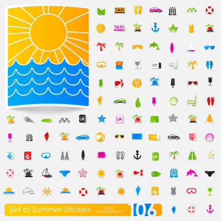 Set of summer stickersのイラスト素材