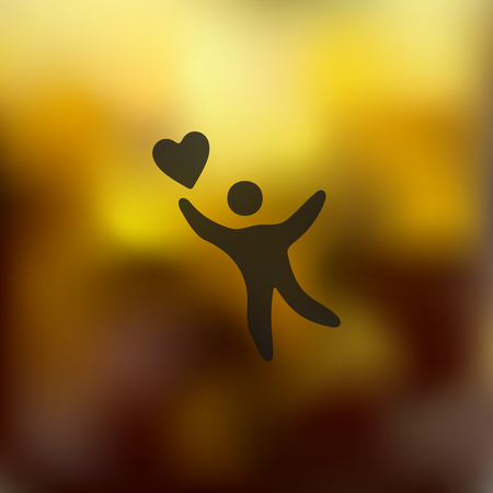 happiness people icon on blurred backgroundのイラスト素材