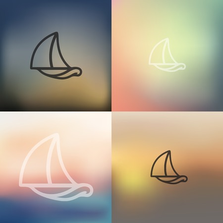 sailboat icon on blurred backgroundのイラスト素材