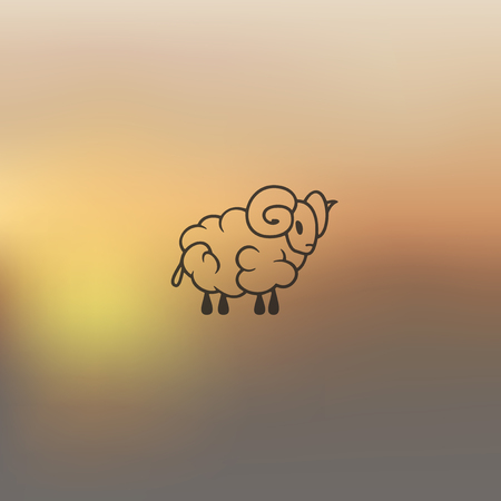 sheep icon on blurred backgroundのイラスト素材